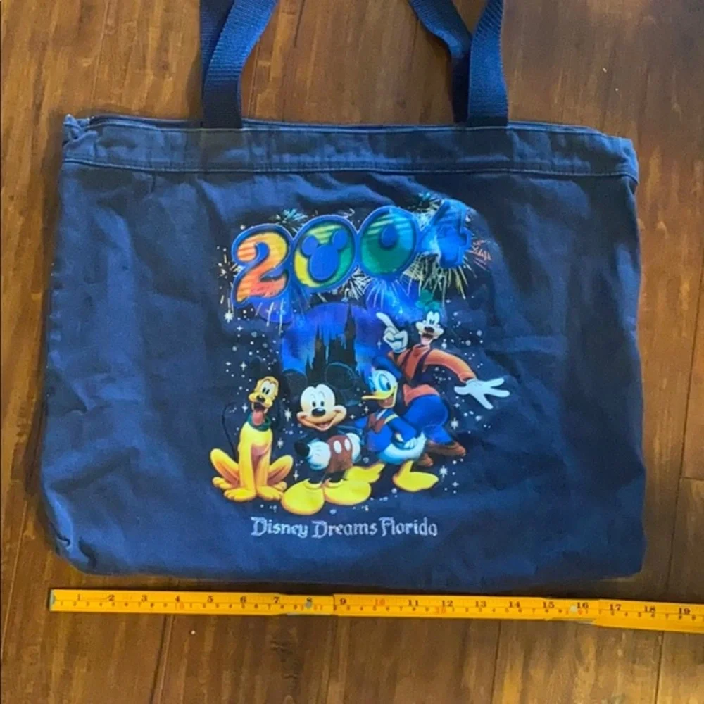 Disney Dreams Florida 2004 Tote Bag Mickey Donald Goofy Pluto Zip Reusable